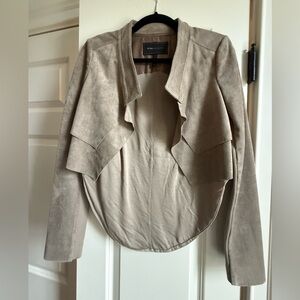 BCBGMaxAzria Suede Beige Draped Back Blazer